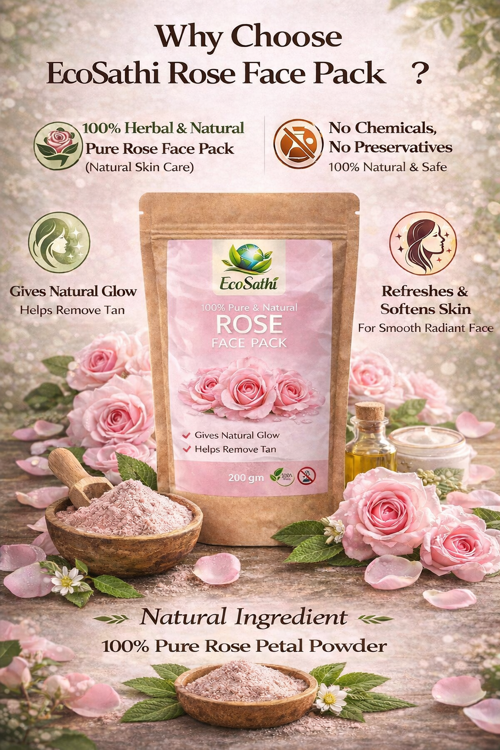 Natural Rose Face Pack – Herbal Skin Care
