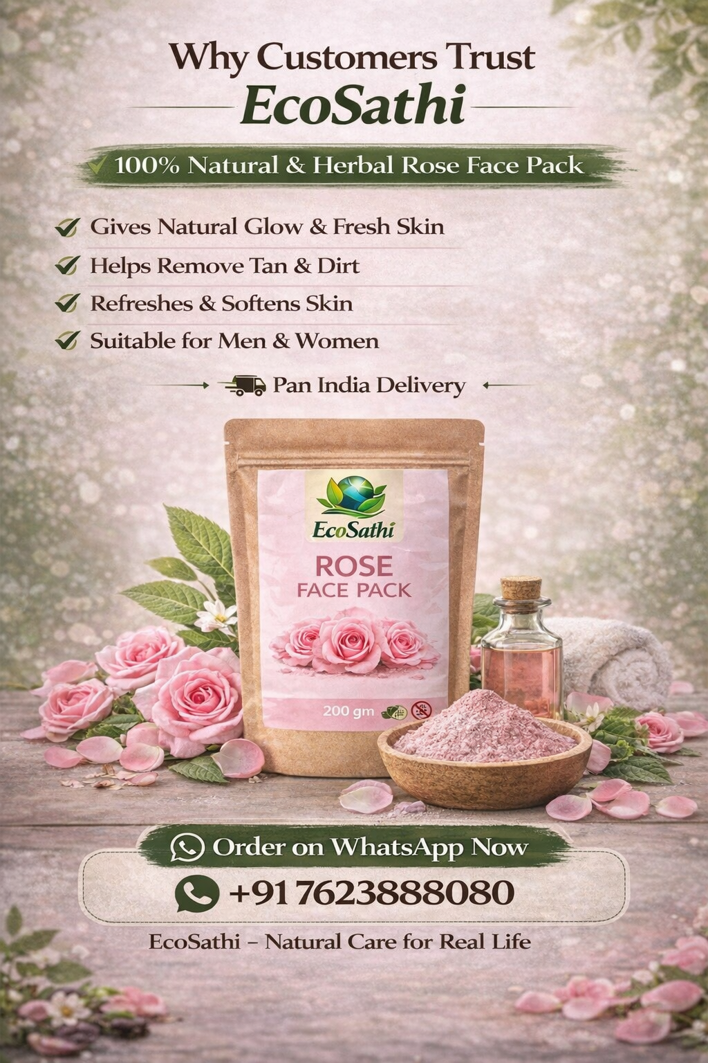 Natural Rose Face Pack – Herbal Skin Care