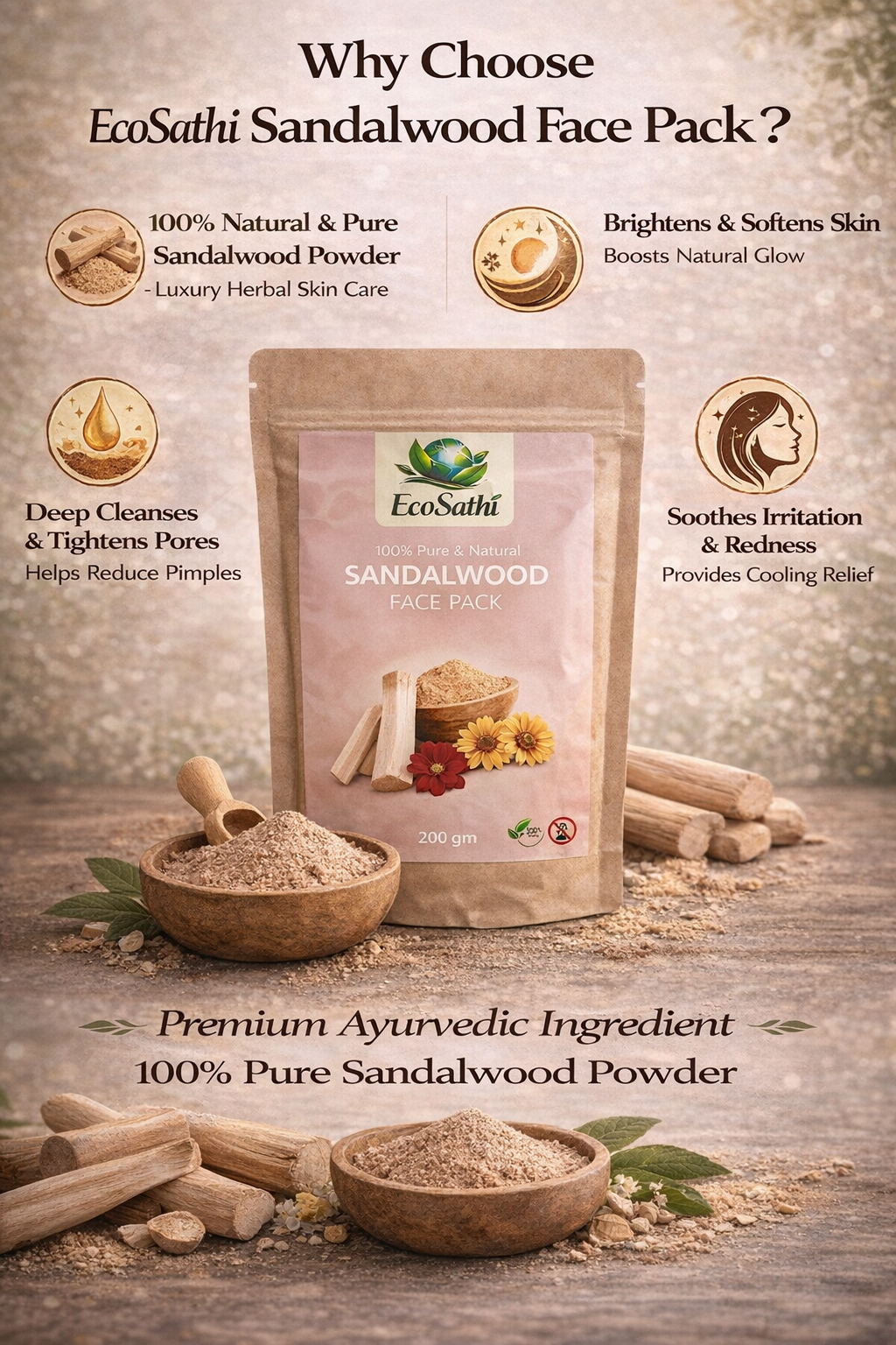Natural Sandalwood Face Pack – Herbal Skin Care