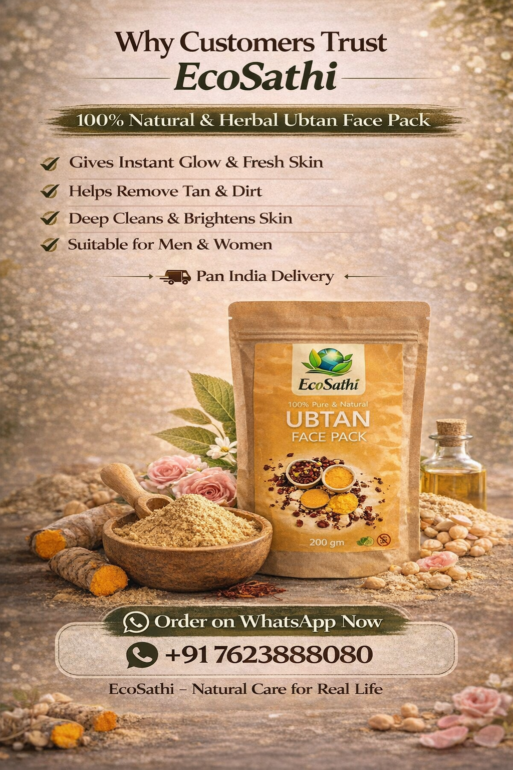 Natural Ubtan Face Pack – Herbal Skin Care