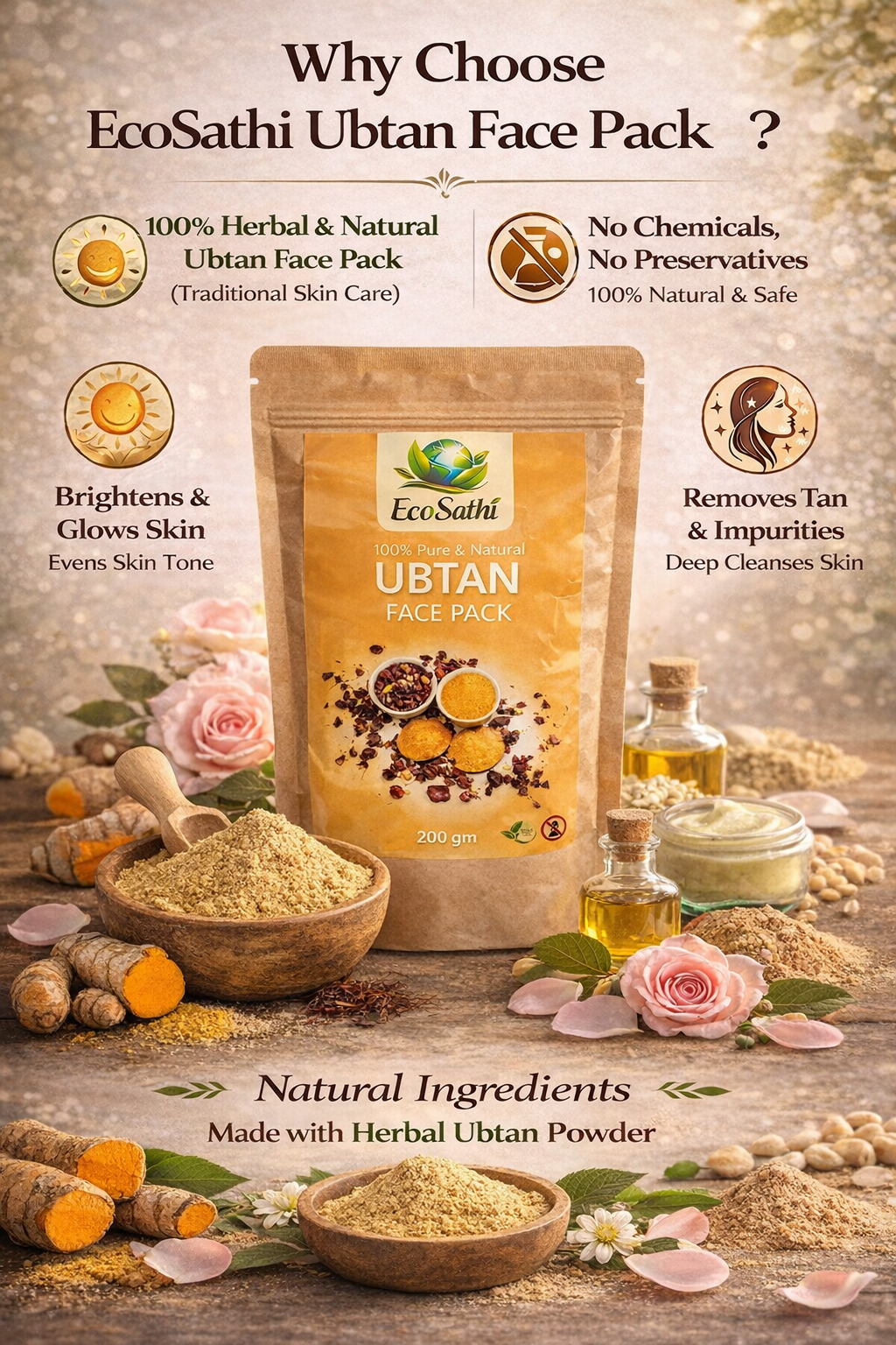 Natural Ubtan Face Pack – Herbal Skin Care